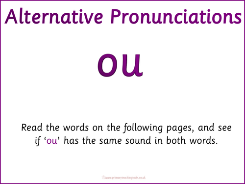 Letters and Sounds Phase 5 Phonic pack: Alternative pronunciations of ou,  e and ey