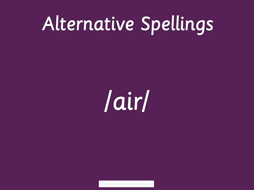 Letters and Sounds Phase 5 Phonic pack: Alternative spellings of short /air/, /er/ and /t/