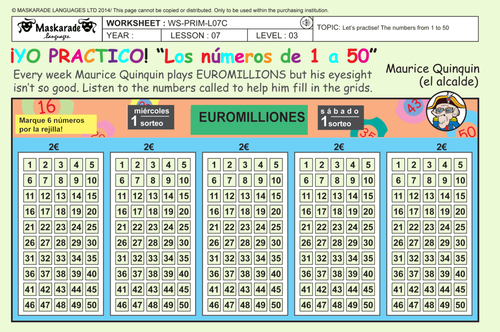 SPANISH-AT-SCHOOL-Y5-Y6: The numbers up to 50/ Euromillions