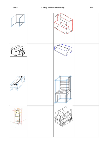 Crating (Freehand Sketching) Practice Worksheet | Teaching Resources