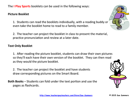 Sports Vocabulary 2 Early Reader Booklets in English
