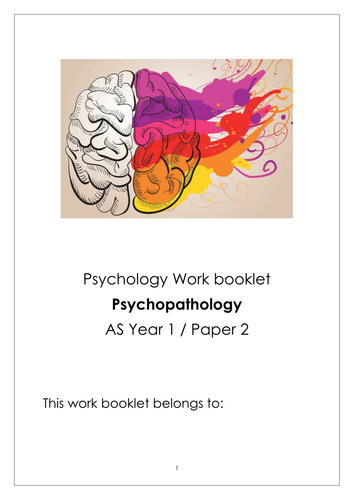 Work Booklet- Psychopathology  