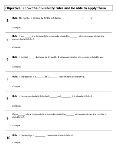 divisibility rules practice worksheet