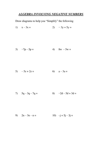 Simplifying Algebra Progressive Worksheets
