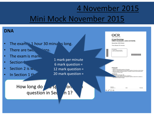 Sociology H580 / H180 Mini-Mock - OCR Template, Writing Frames, Class Support and Mark Scheme