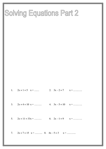 Solving 2 Step Equations Homework