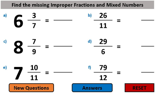 Mixed Numbers and Improper Fractions