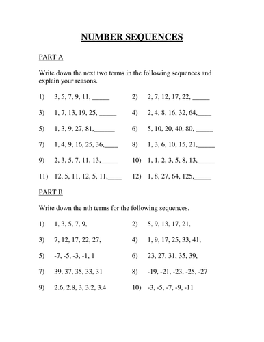 sequences selection teaching resources