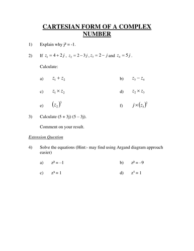 Complex Numbers Selection