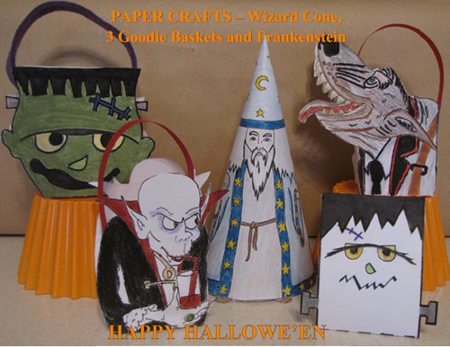 Hallowe'en Crafts - Wizard, Goodie Baskets, Small Frankie decoration & Cards