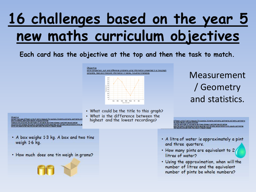 16 challenges based on the new year 4 curriculum 