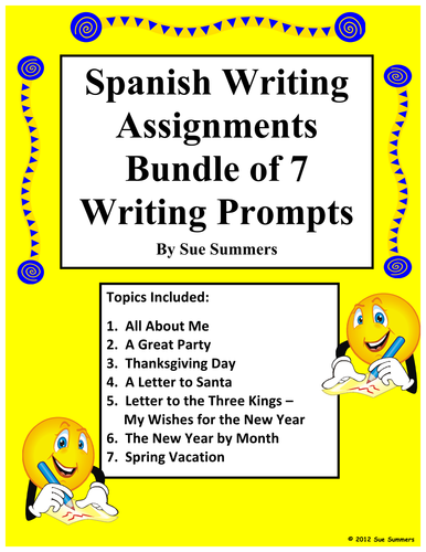 Spanish Writing Prompts - Bundle of 7 Writing Assignments