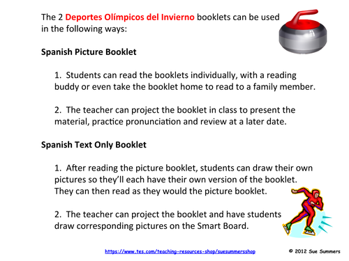 Spanish Winter Olympic Sports - Deportes Olimpicos 2 Emergent Readers