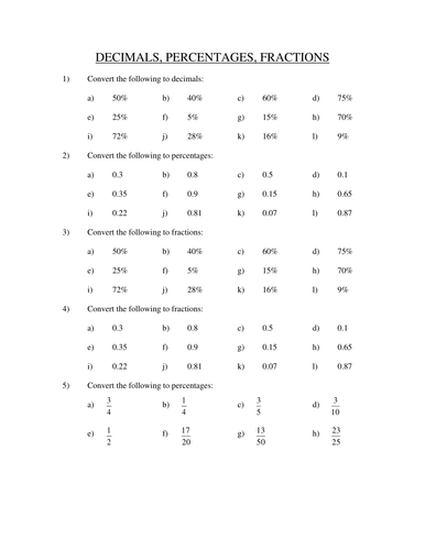Basic Decimals Selection