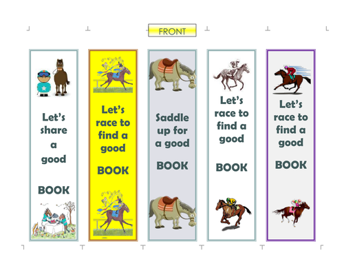 bookmarks horsey themed teaching resources