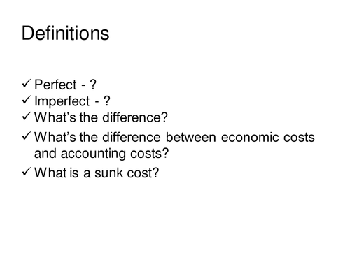 2.1 Perfect and Imperfect markets - revenue and profits Lesson 1