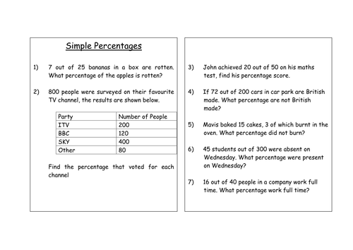 Percentages Selection