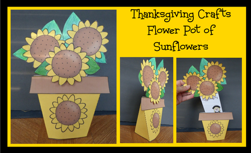 Thanksgiving Crafts - Flower Pot of Sunflowers