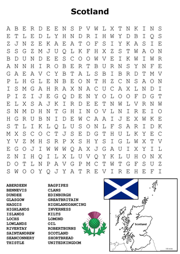 Scotland Word Search and Color