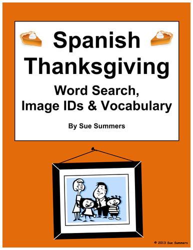 Spanish Thanksgiving Word Search, Image IDs, and Vocabulary Reference