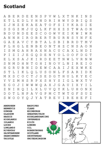 Scotland Word Search and Color