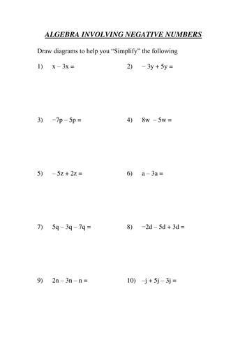 Basic collecting like terms homework | Teaching Resources