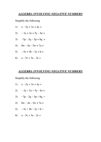 Collecting like terms questions picture