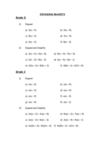 Expanding brackets questions picture