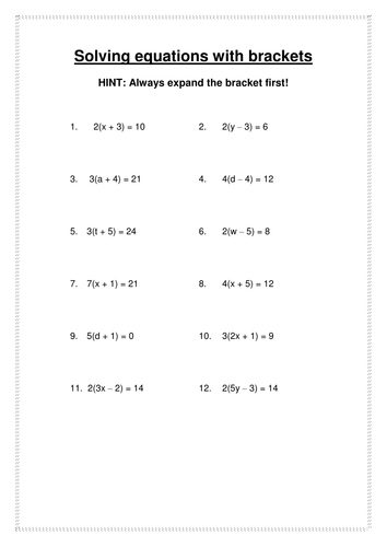 Solving Linear Equations With Brackets Homework By Tgc100969