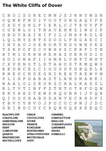 The White Cliffs of Dover Word Search