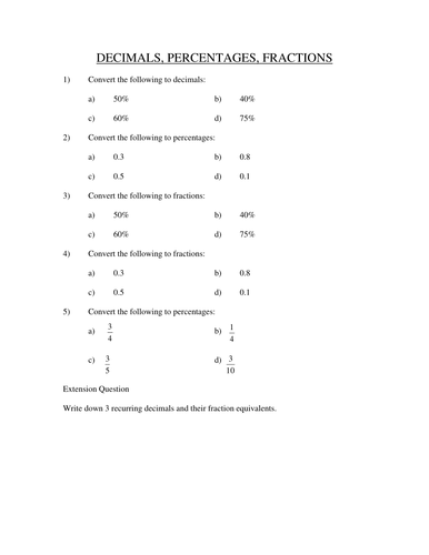 percentages homework tes