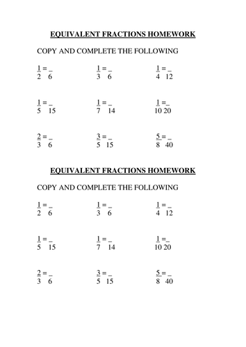 Equivalent fractions year 4 powerpoint picture