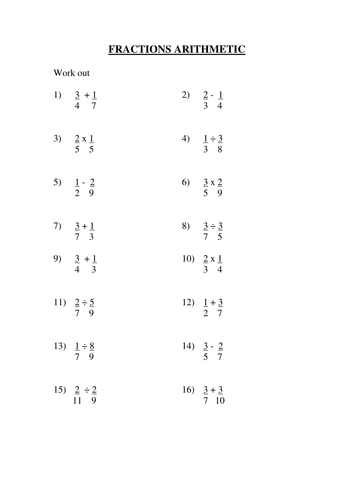 Fraction Mixed Arithmetic Homework