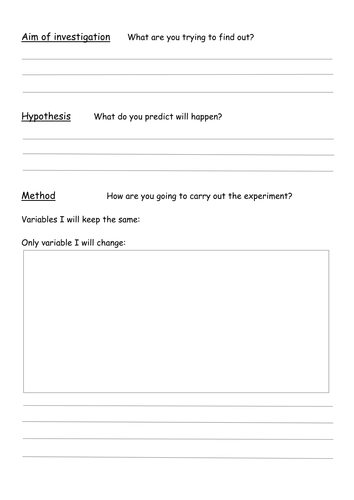 Science Investigation Planning Template Sheets