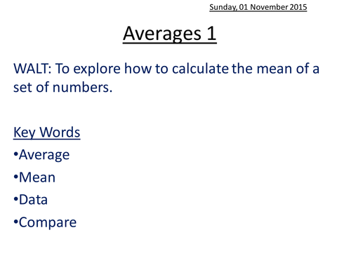 Averages Lesson - The mean