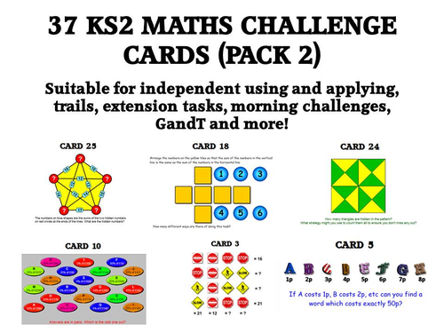 37 KS2 MATHS CHALLENGE CARD pack