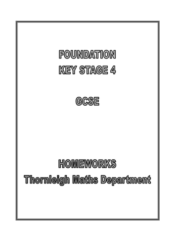 GCSE Foundation Maths Homework for the Whole Year