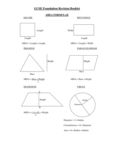 Revision Booklet for GCSE Foundation Maths