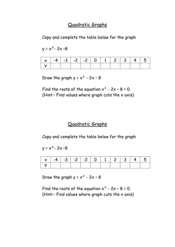 Basic Using Quadratic Graphs Homework 