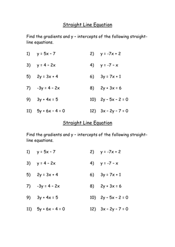 Y = MX + C Interpretation Homework