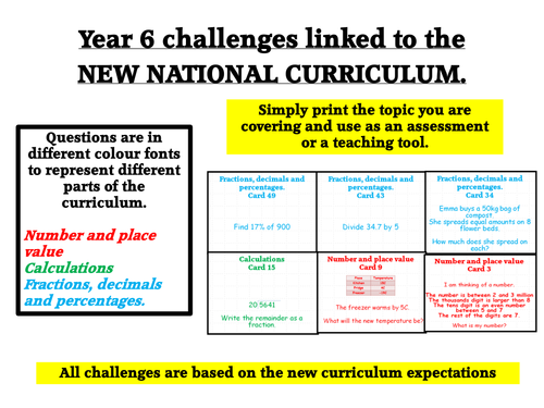 50 year 6 challenge cards based directly on the new curriculum