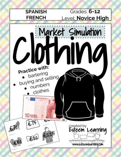 Interactive Notebook Clothing Lesson and Market Simulation - Spanish or French