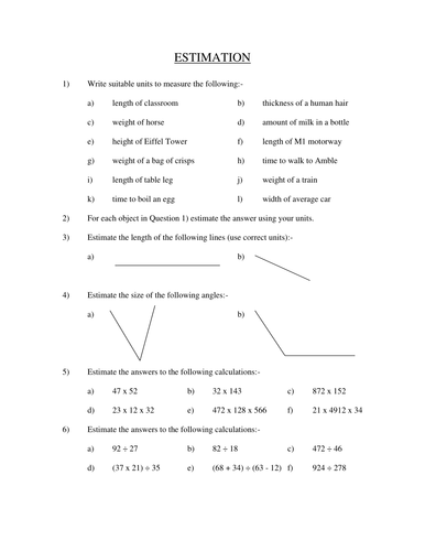 Basics of Estimation Homework