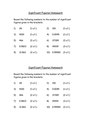Worksheet significant figures 162 problems answers image