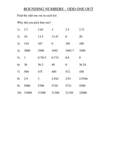 Free rounding worksheet image