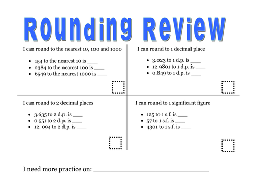Rounding Mixed Review Homework