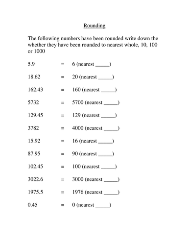 Basic Rounding Homework