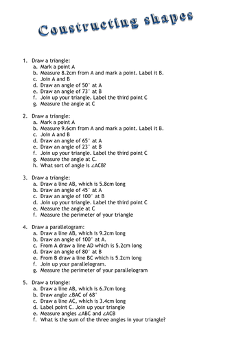 Construction of simple 2-D shapes