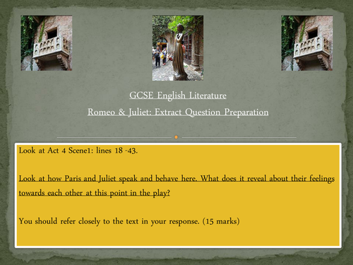 Eduqas/WJEC English Literature - Romeo and Juliet - Exam Extract Preparation