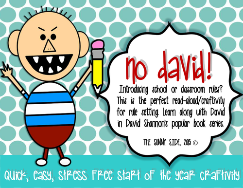 School Rules: No David! Writing activity & Craft